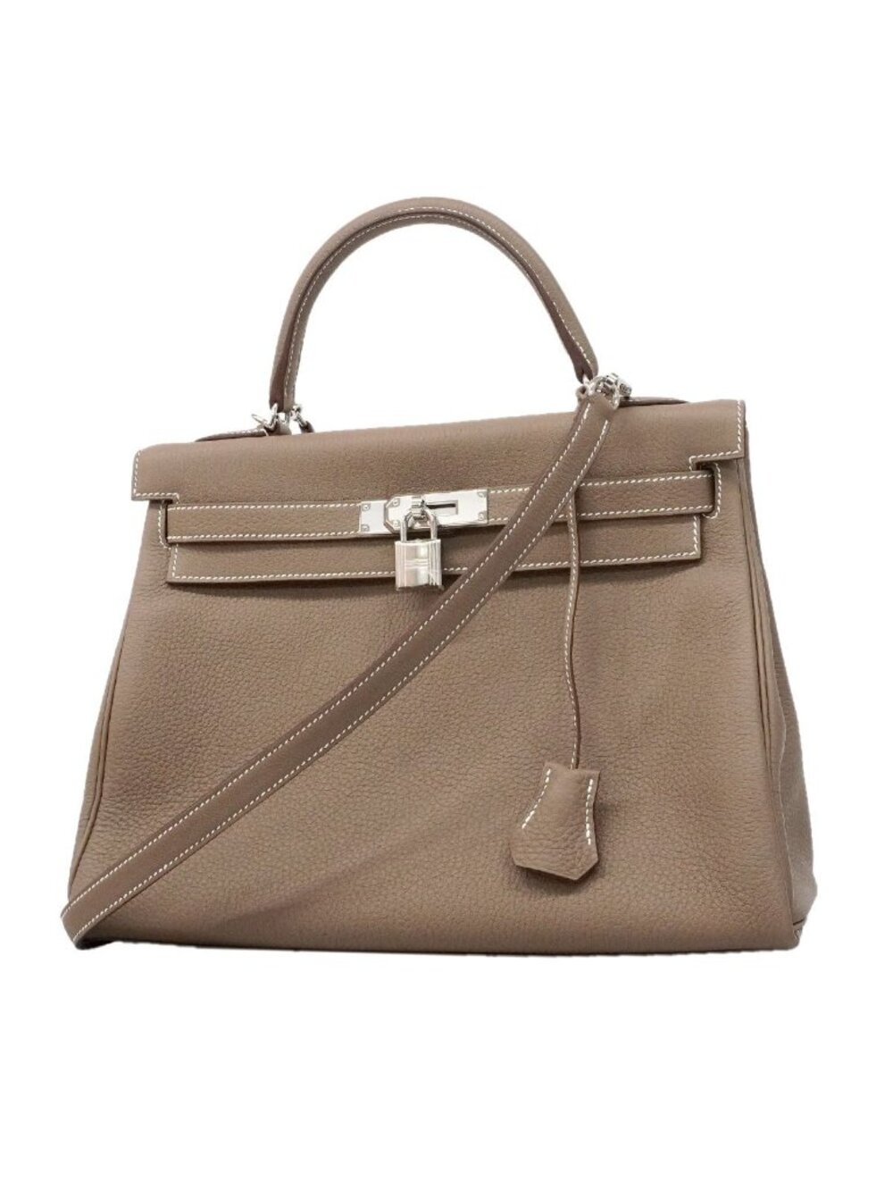 Hermes Handbag Kelly 32 Togo Etoupe Silver 2-Way Bag